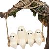 Ghosts On A Tree Swing Halloween Decoration Cute Swinging Ghost Figurine Resin Ghost Ornament for Porch Desktop Bookshelf Decor
