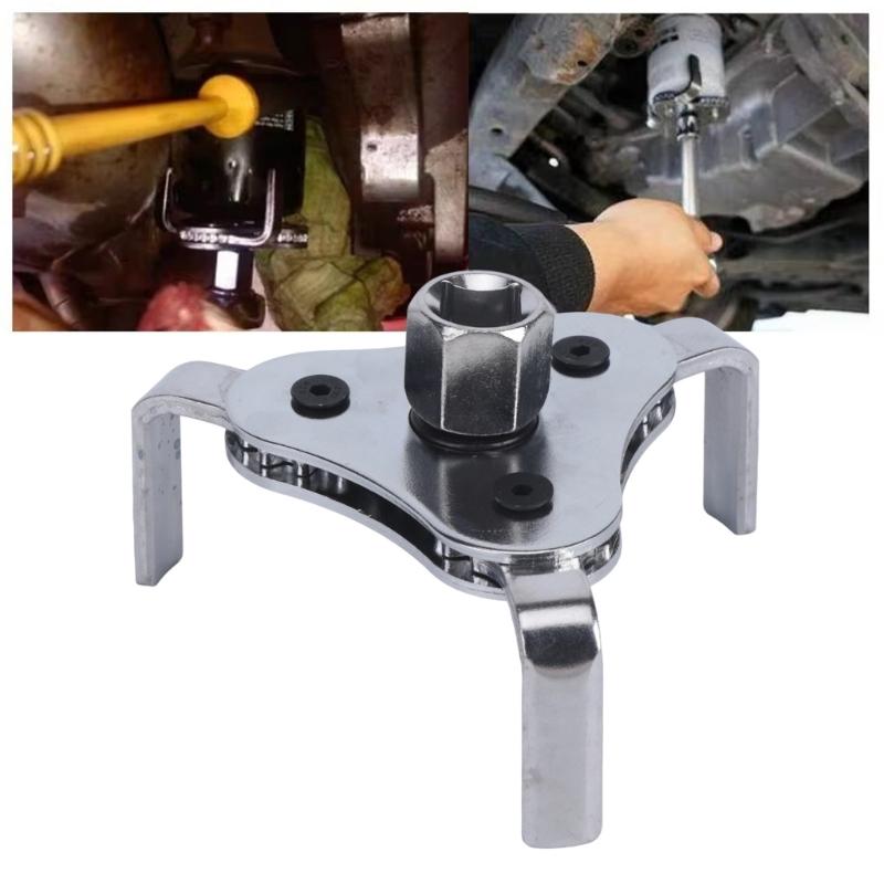 3 Jaw Oil Filter Tool, Adjustable Serrated Clamp for Spin On Filter Service, Metal Grip for Home Auto Care and Repair Shop Maintenance