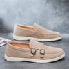 Men's Casual Shoes Suede Loafers Fashion Slip on Leather Shoes Soft Solid Dress Shoes Wedding Flats Business Men Shoe