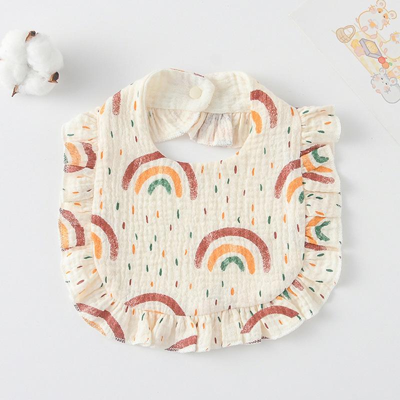 Ruffle Baby Drool Bibs: Pure Cotton Printed Lace Bibs