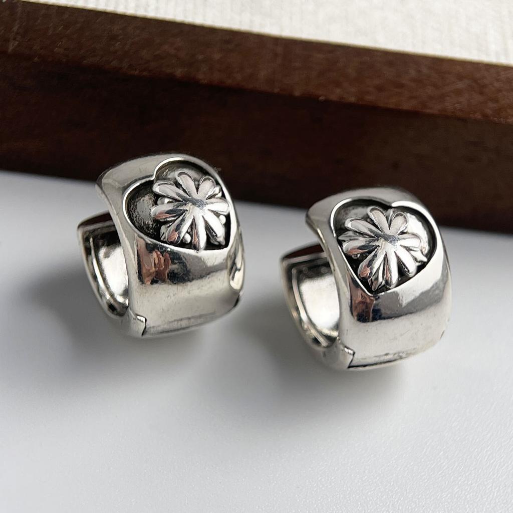 Xiaomi 925 Sterling Silver Vintage Earrings For Women Trendy Simple Retro Flower Earring Jewelry Prevent Allergy Party Accessories Gift
