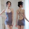 Sexy Hip-Hugging Lingerie Set: Sheer Suspender Nightgown & Flirty Small Chest Enhancer