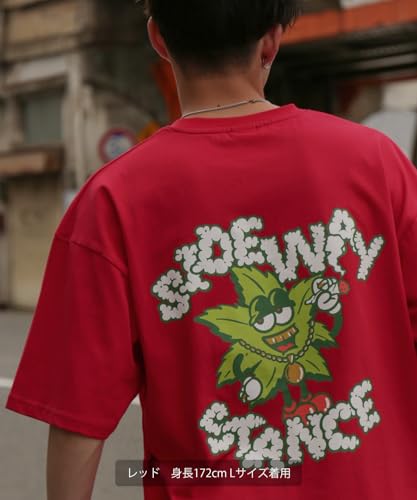 IMPROMES Casual SIDEWAYSTANCE Leaf Short Sleeve T-Shirt, Men's, Red