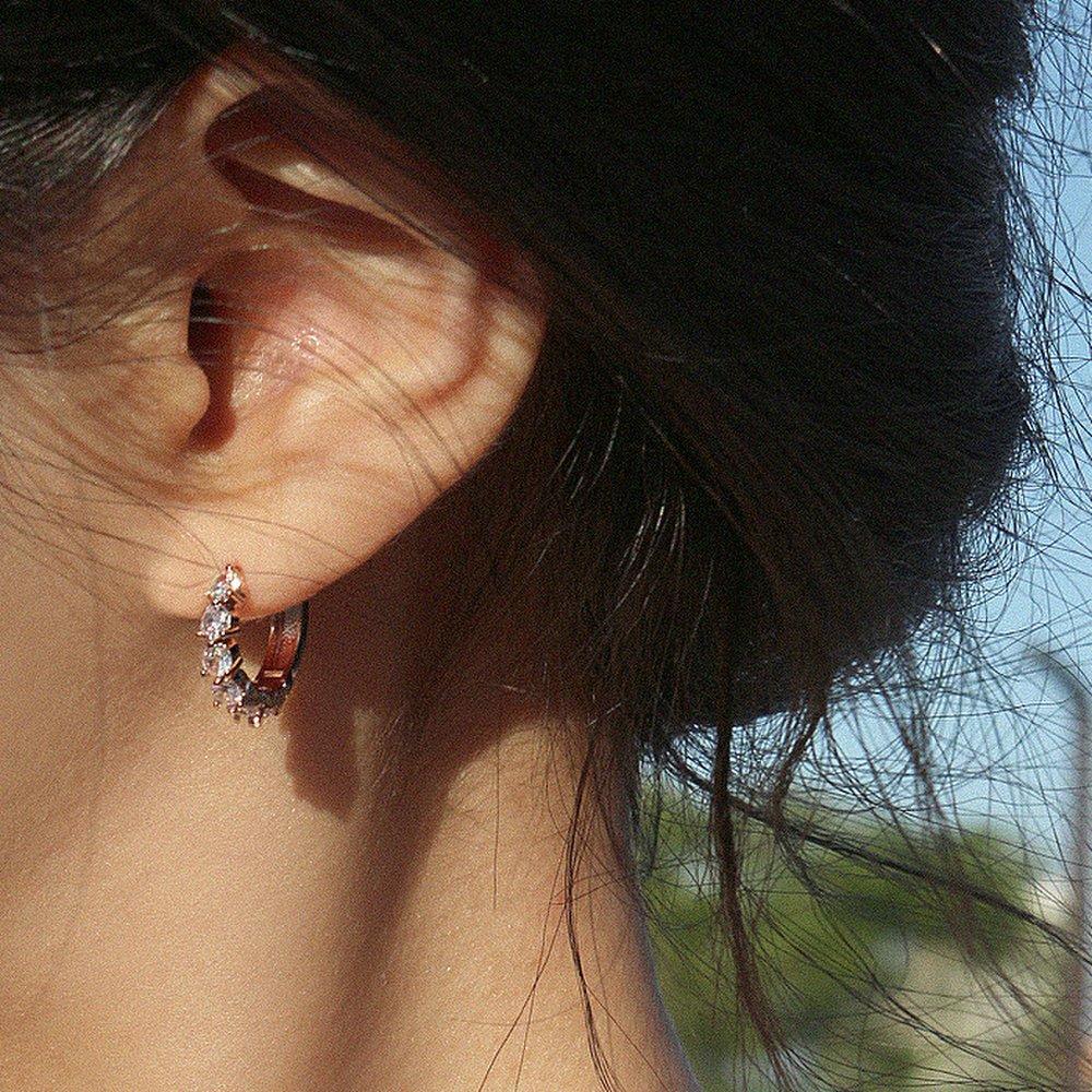 14K G.F. Prong Crystal One-Touch Ring Earrings Ea3136