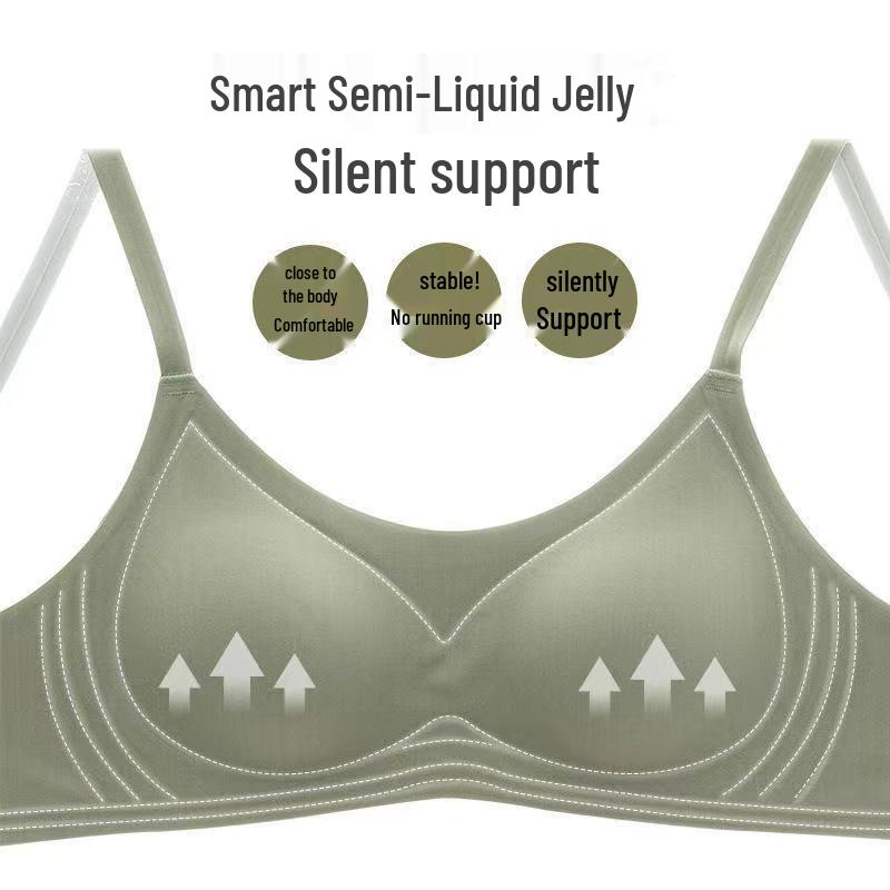 Women's Nude Seamless Wirefree Push-Up Bra Set with Jelly Strips, Adjustable for a Small Chest