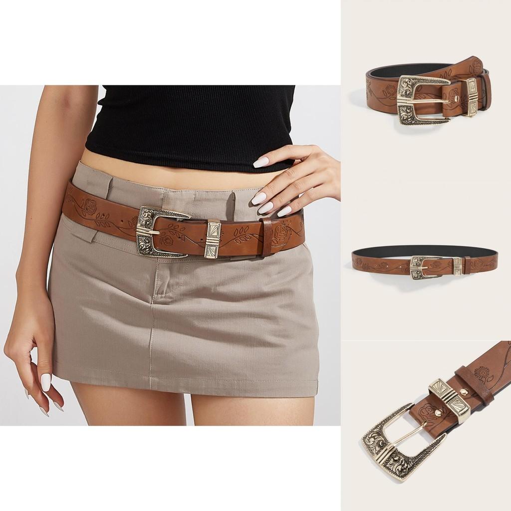 Fashion Flower Pattern Metal Buckle Decoration Women Casual Belt For Unisex Fashion