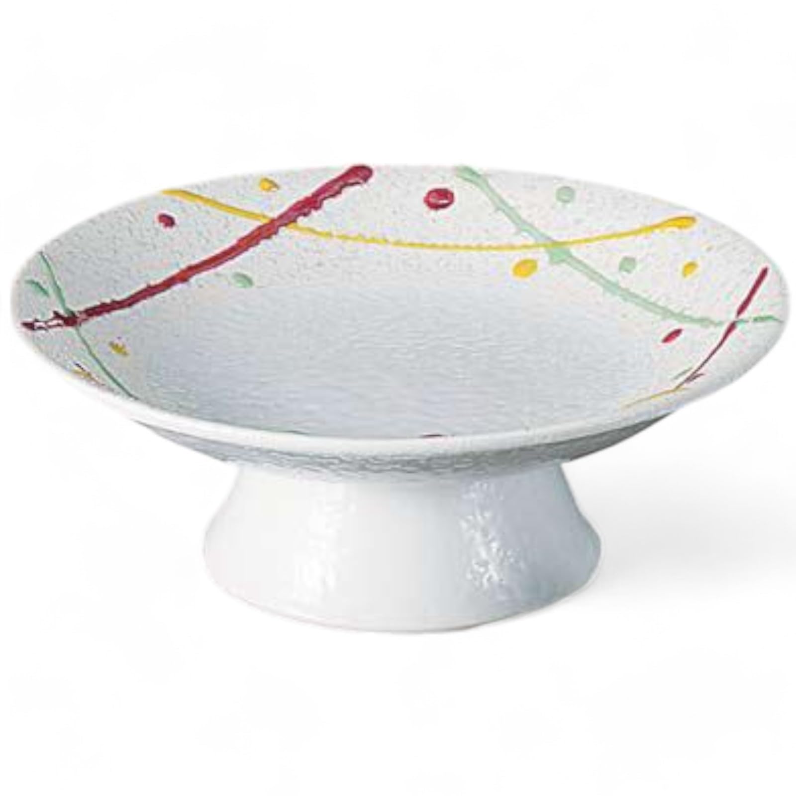 

Takumifu Arita Ware Sashimi Plate, White Blown Tricolor Lustre, 5.5cm High-Based Flat Bowl, Made in Japan