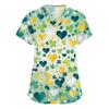 Women's Fashion V-neck Short Sleeve Workwear With Pockets Printed Tops