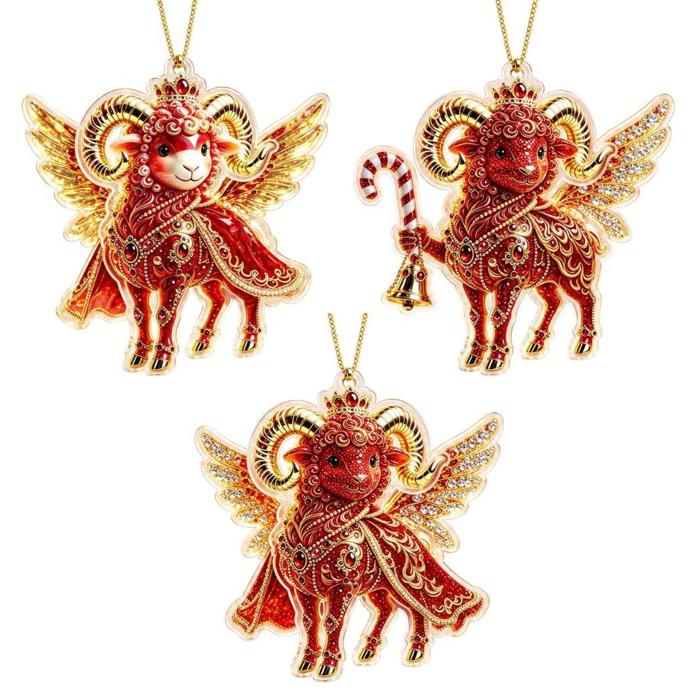 Shining Goat Pendant Acrylic Animal Hanging Decoration Christmas Tree Ornament  Holiday Party Decor