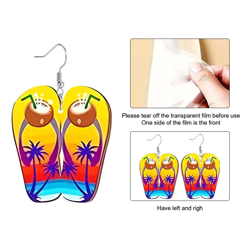 2D Flat Hawaiian Summer Earrings Slippers Acrylic Earrings Fashion Jewelry Elegant Earrings Party Earrings