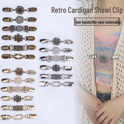 Retro Shawl Clip: European-American Sweater and Scarf Brooch with Diamond Accent - Anti-Exposure Alloy Accessory