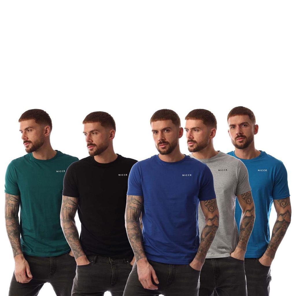 Nicce Mens Mexbo Plain Crew Neck Slim T-Shirt (Pack of 5)