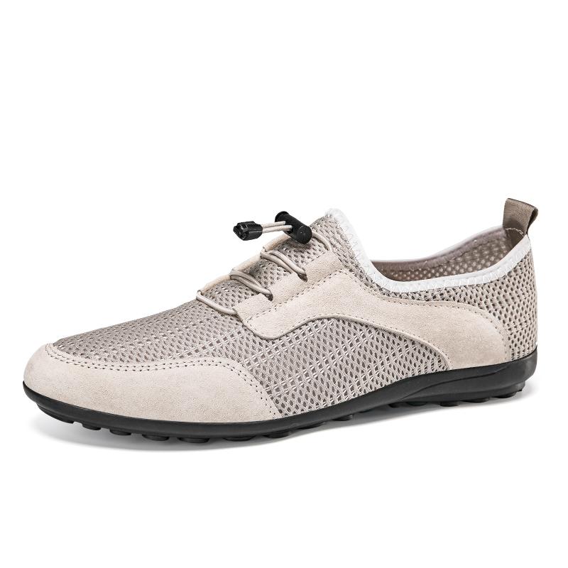 Vintage Style Men's Casual Shoes Breathable Mesh Shoes Soft Male Summer Sneakers Men Loafers Comfortable Outdoor Slip On Shoes