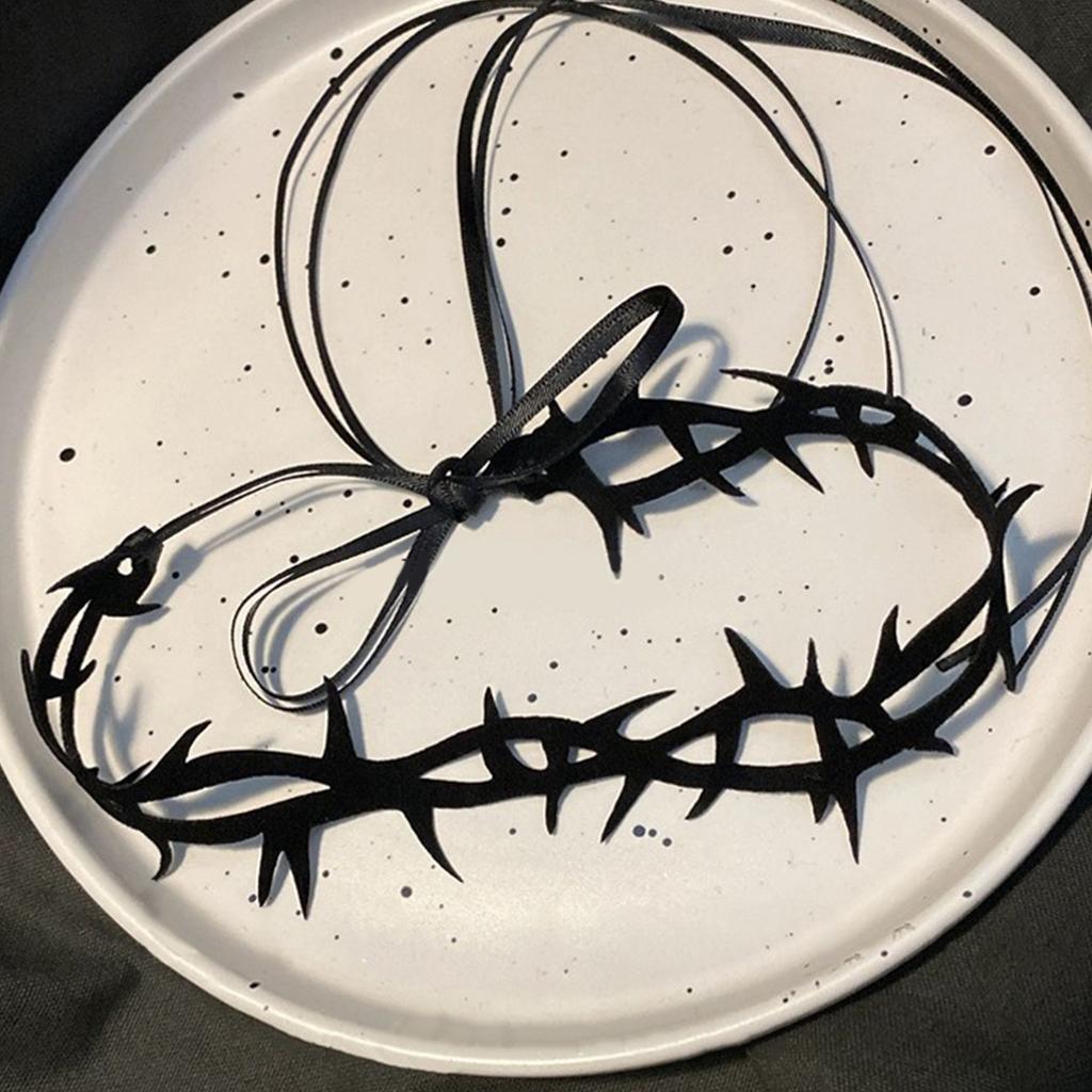 Black Lace Velvet Thorn Necklace For Women Gothic Punk Rock Choker Necklace Fashion Party Chokers Necklaces YK2 Jewelry Gifts