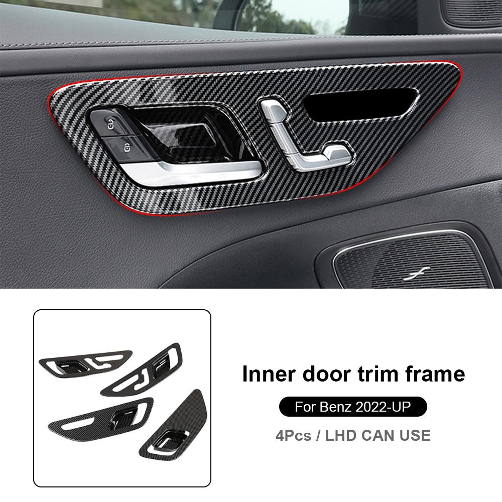 

For Mercedes Benz C Class W206 2025 2025 Carbon Fiber ABS Car Inner Door Handle Bowl Frame Cover Interior Trim Auto Accessories