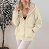 Women's Fashion Casual Sweatshirt Loose Zipper Cardigan Long Sleeve Hooded Jacket