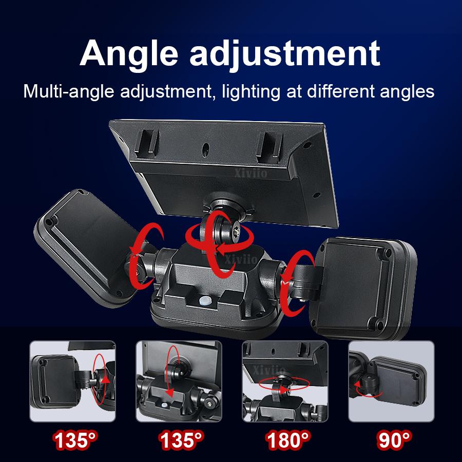 Super Bright Outdoor Solar Lights Motion Sensor Solar Lamp 3 Adjustable Lamp Heads Waterproof Solar Power Wall Garden Lantern