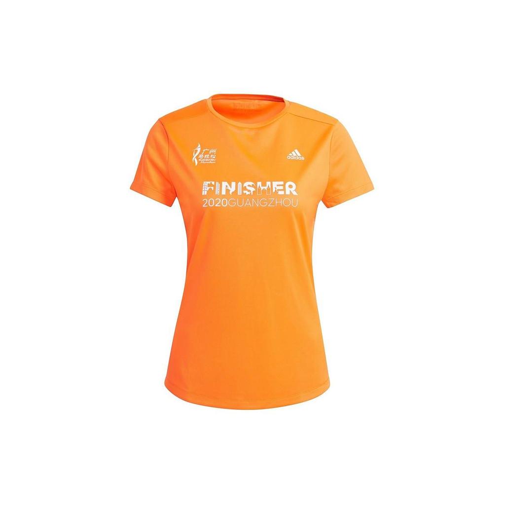 Adidas Letter Print Breathable Comfortable Training Short Sleeve T-Shirt Women Tops Orange GV1322
