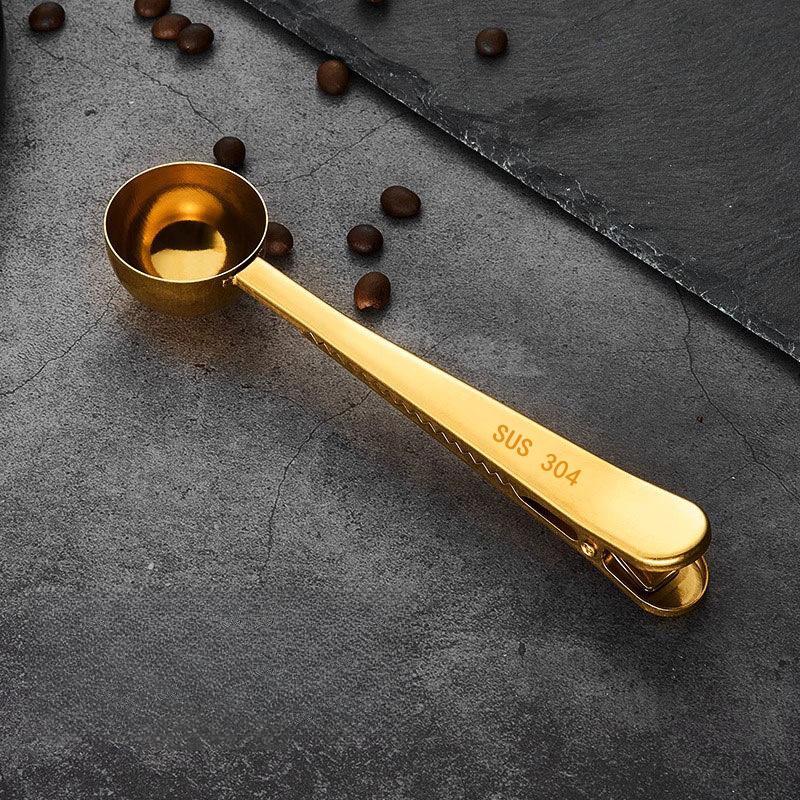 

Кофейная ложка с зажимом 2 в 1 из нержавеющей стали 1 ст.л. мерная ложка для молотого кофе с зажимом для пакета для кофе, чая 1pc золотой