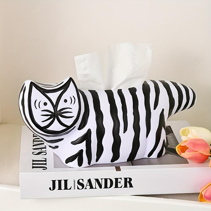 1p Striped Cat Decorative Paper Storage Organizer,Ideal for Living Room, Dining Table, Coffee Table, TV Cabinet Center Decoration, Bedroom Home Decor