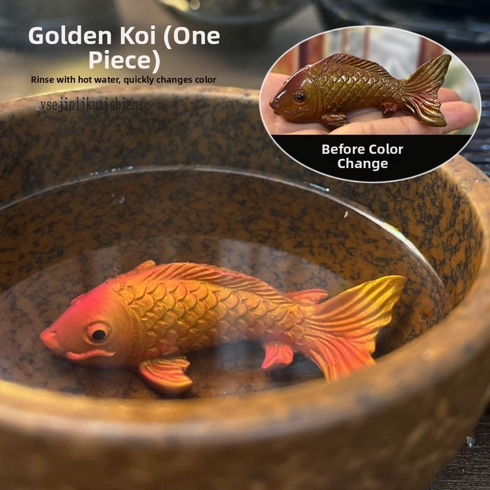Heat Sensitive Tea Play Decoration Resin Koi Fish Tea Pet for Kung Fu Tea Lovers Gifts