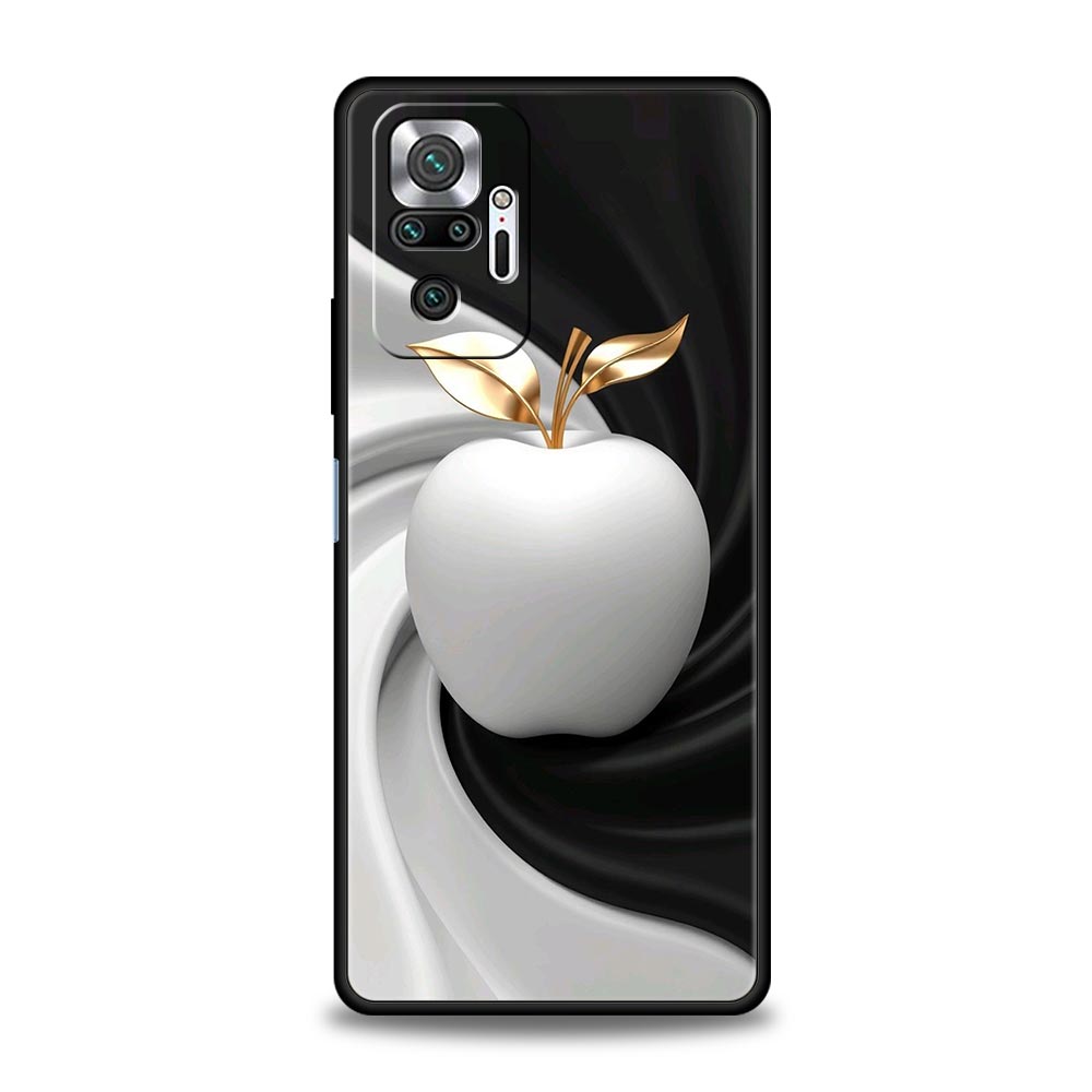 Happy Black Apple Phone Case Cover for Redmi 14C 10C Note 15 14 13 12 10 11 K40 Pro Plus 5G Shockproof Soft TPU Shell Funda Bag