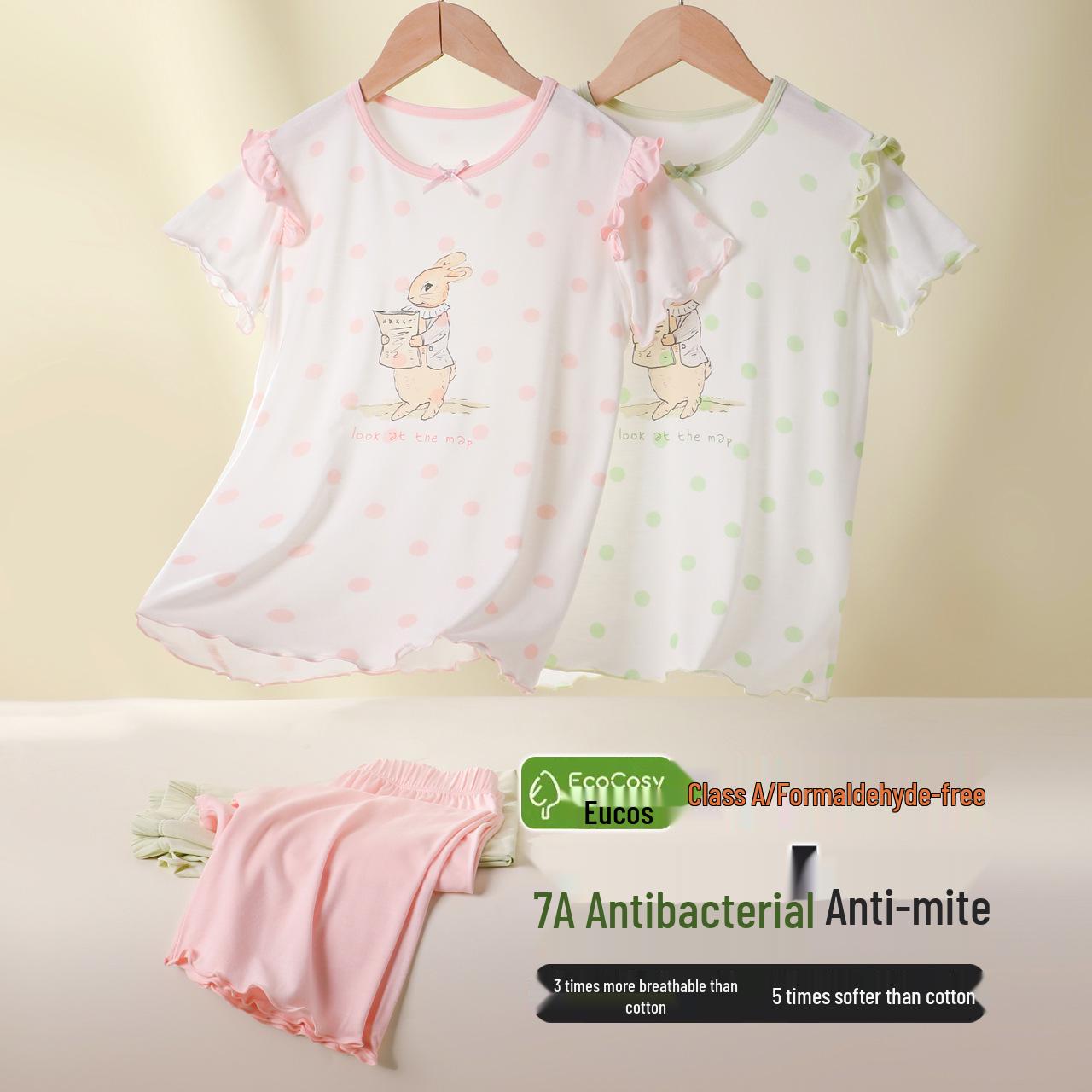 

Girls Short Sleeve Cartoon Pajamas - Summer Thin Style, Class A 130 (For 120-130cm/45-55 lbs)