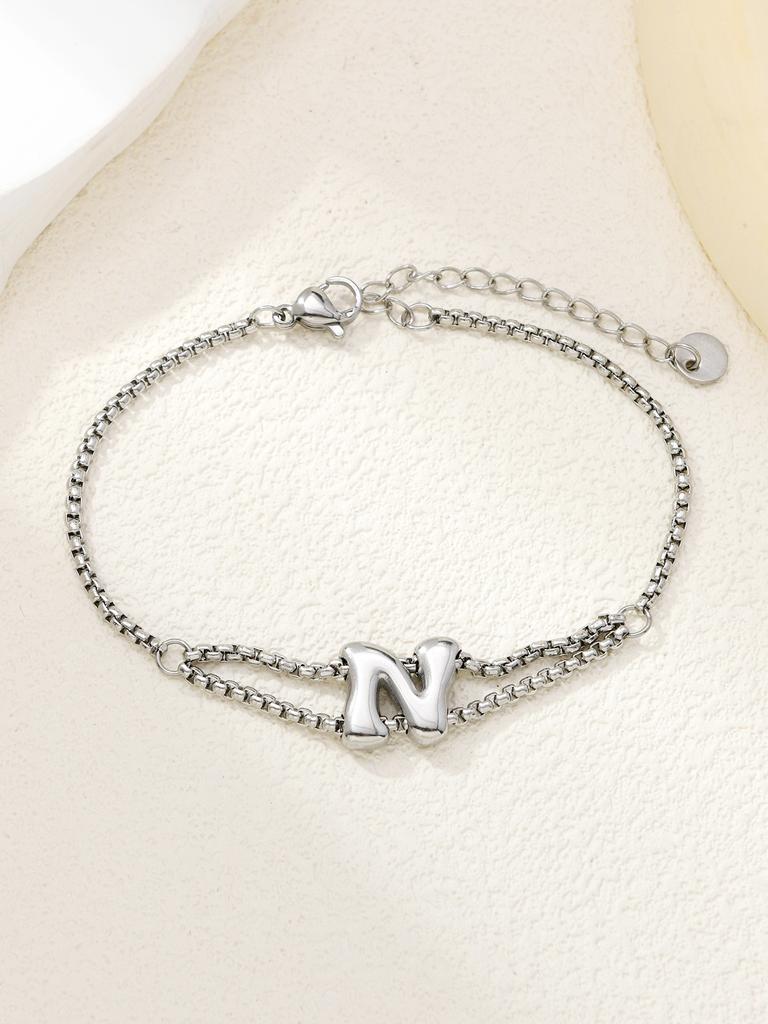 New stainless steel wholesale 26 English letters double-layer ring gold-plated bracelet