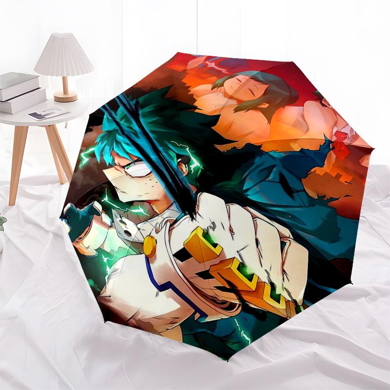 1pc Outdoor Umbrella with My Hero Academia Print - Automatic Opening/Closing, Portable 3-Fold Design, 8-Bone Iron Frame - Perfect Gift for Fans,