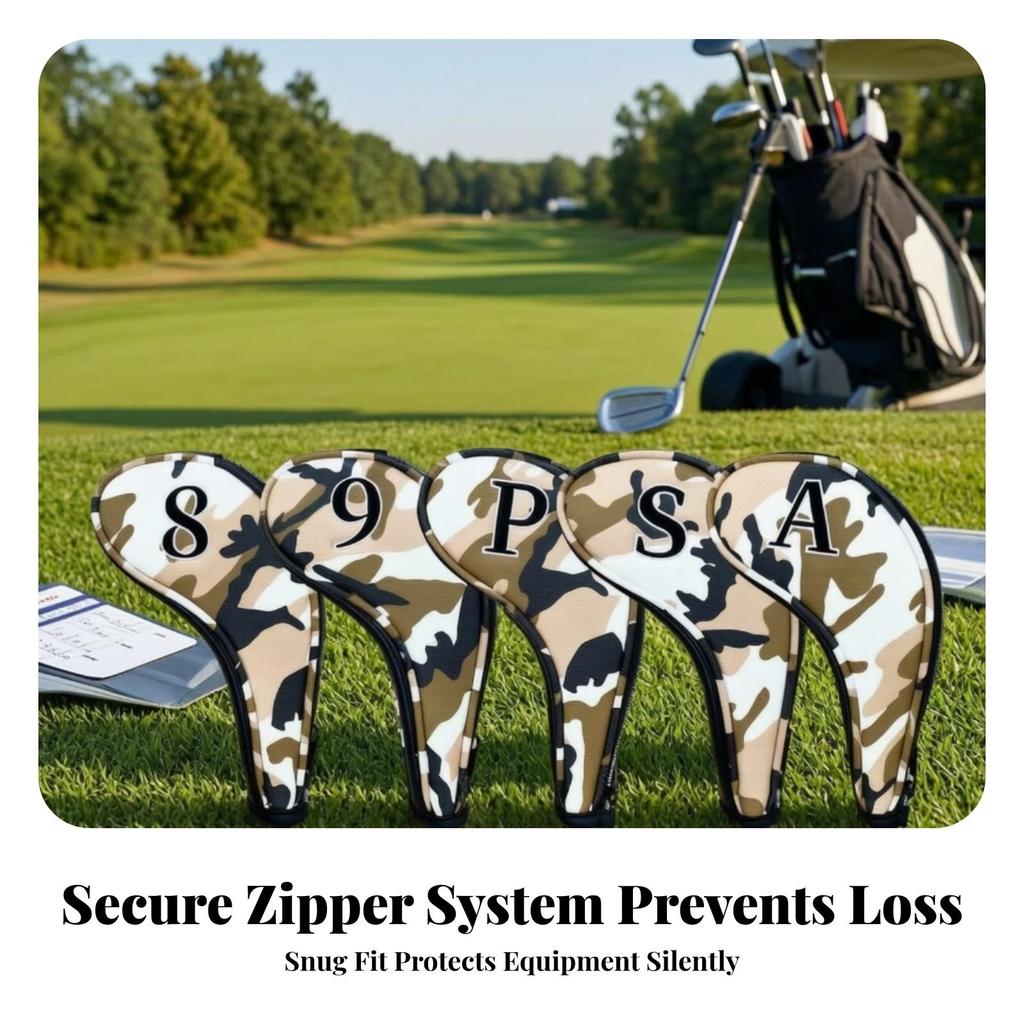 9 Pieces Tough Golf Iron Headcover with Zipper Waterproof