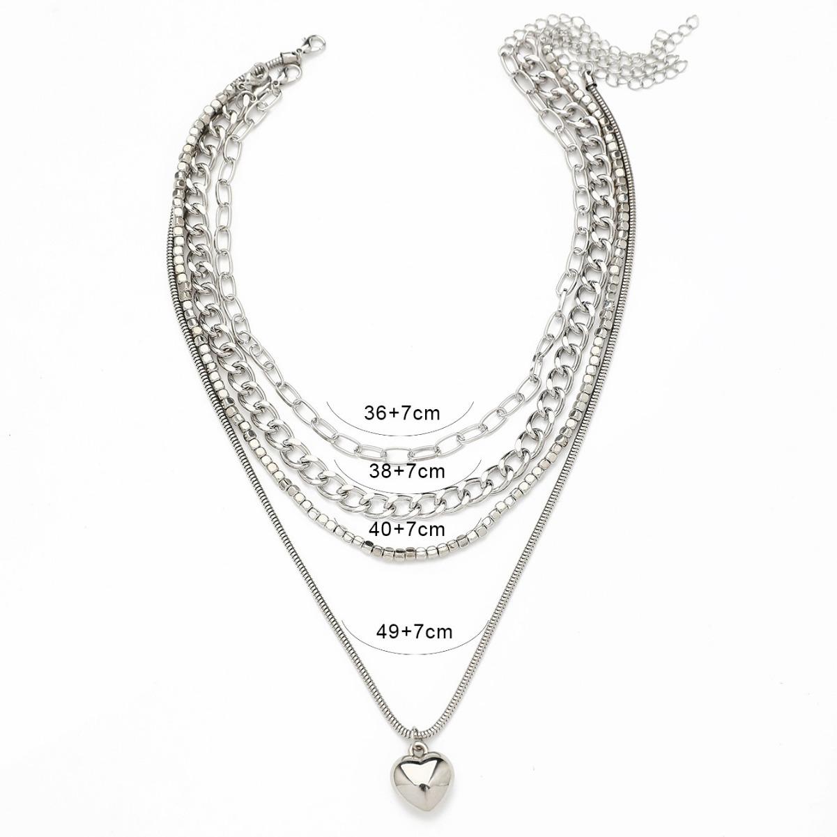 Женские HipHop ожерелья с подвесками в виде сердца, четыре слоя one size
