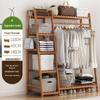 Bamboo Floor-Standing Clothes Rack & Wardrobe Organizer