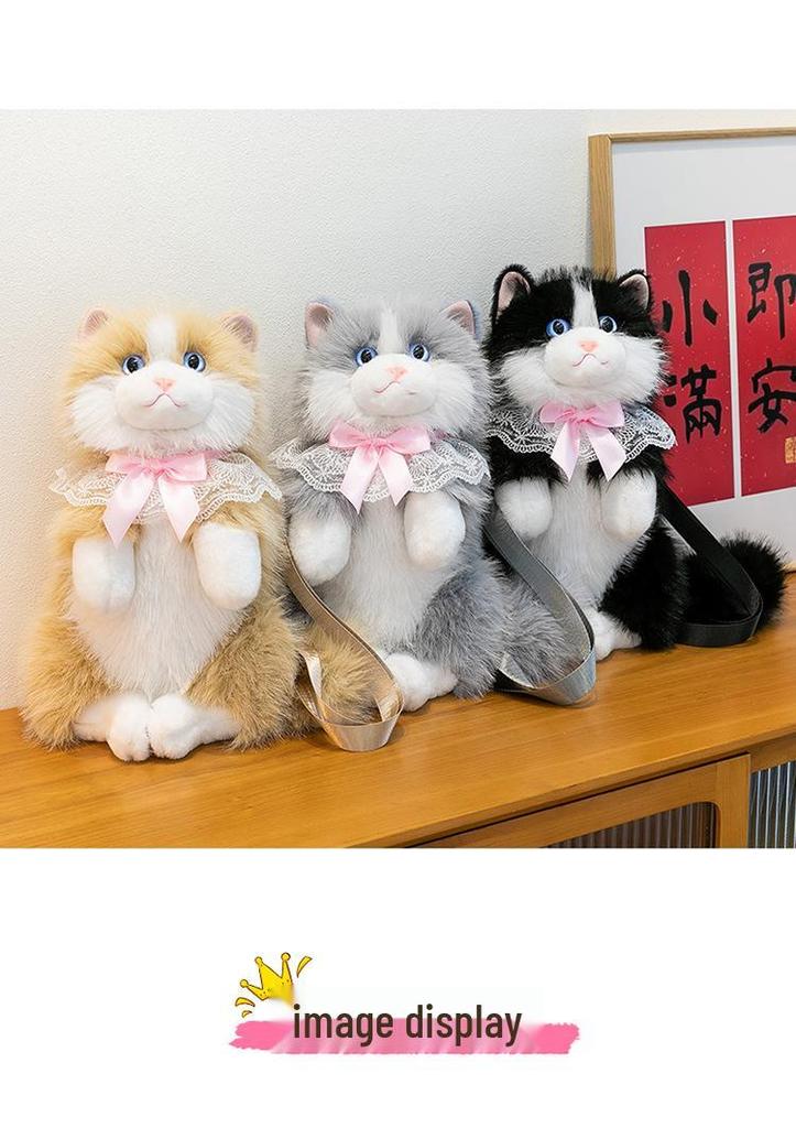 Original Simulated Cat Plush Doll Backpack - Cute Double Shoulder Gift for Girlfriend's Birthday