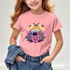Girls New Cartoon Printed Shortsleeved Tshirt Summer Shortsleeved Tshirt Childrens Round Neck Top  polyester fabric