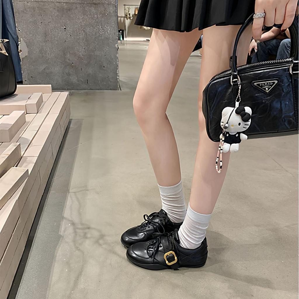 Spot Model~ 2025 Autumn New Model Belt Buckle Mandarin Duck Shoelaces Flat Casual Shoes Forrest Gump Shoes Women's German Training Shoes Women