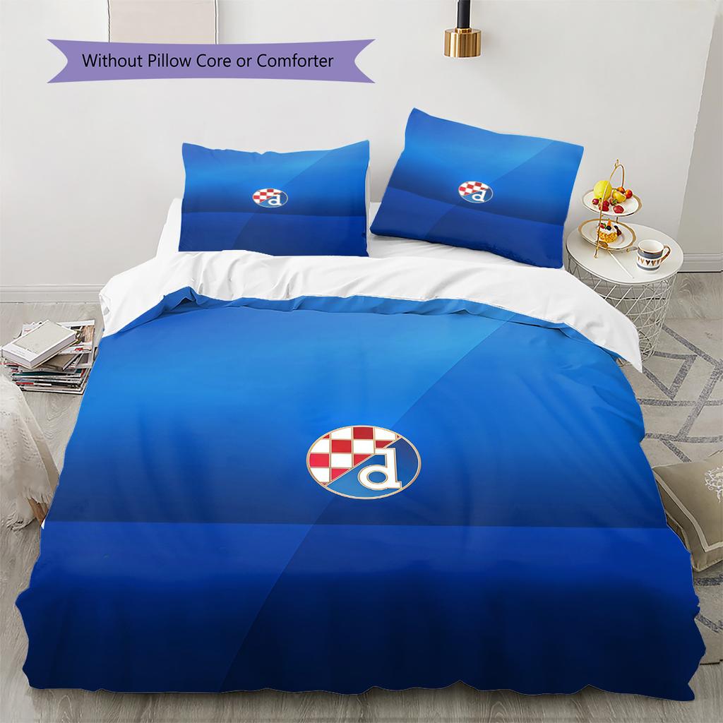 GNK Dinamo Zagreb Pattern Bedding Quilt Set  Home Decoration  Gift (1 * Duvet Cover + 2 * Pillowcase  Without Core)