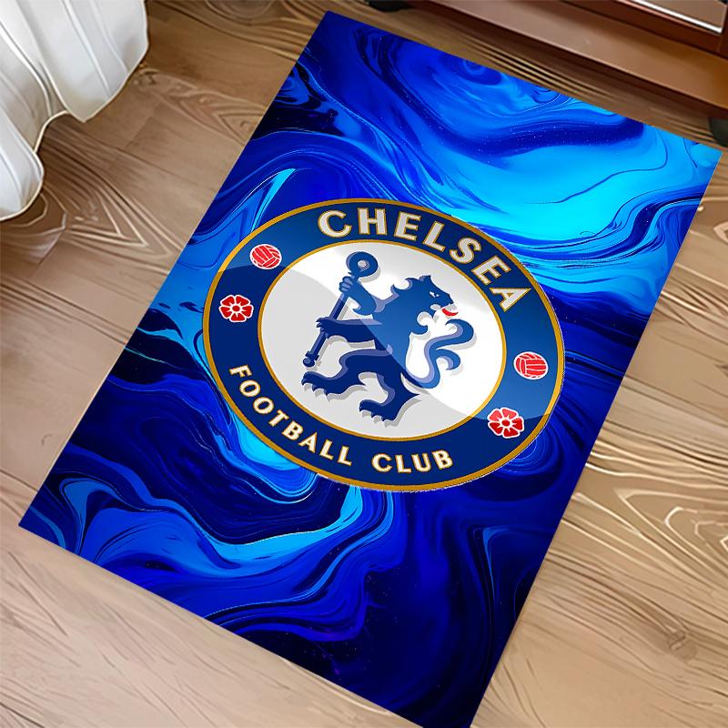 1pc Chelsea FC logo Print Area Rug - Soft,Washable Non-Slip Indoor Mat for Office Chairs,Living Room,Home Office Decorative Rug