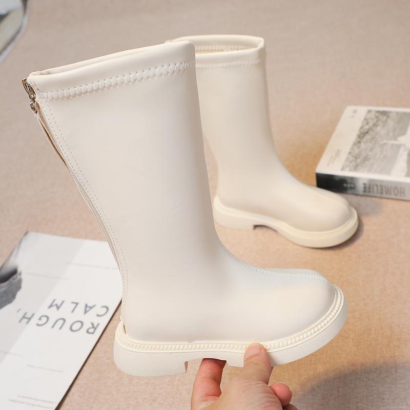 Dětské vysoké boty pro dívky jaro podzim voděodolné protiskluzové módní dětské elegantní princeznovské boty jednoduchý korejský styl 2024 nové
