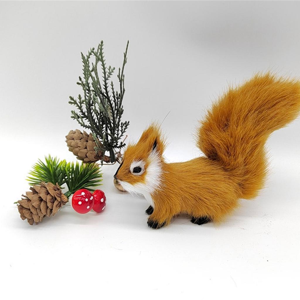 Simulated Plush Squirrels Stuffed Plush Figure Artificial Fake Animal Tree Ornaments Lovely Accent for Home Display