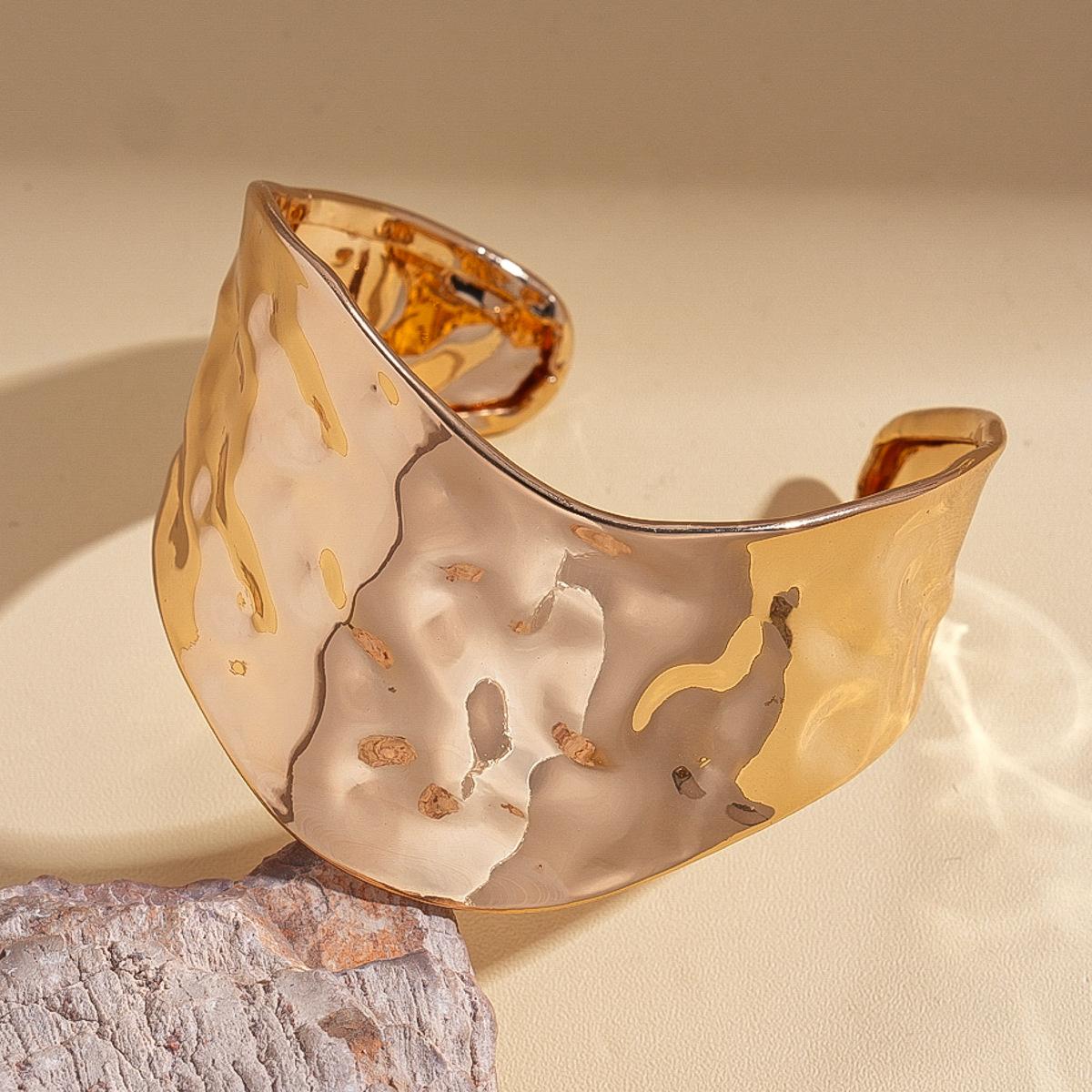 Irregular pleated wavy open bracelet niche exaggerated simple jewelry