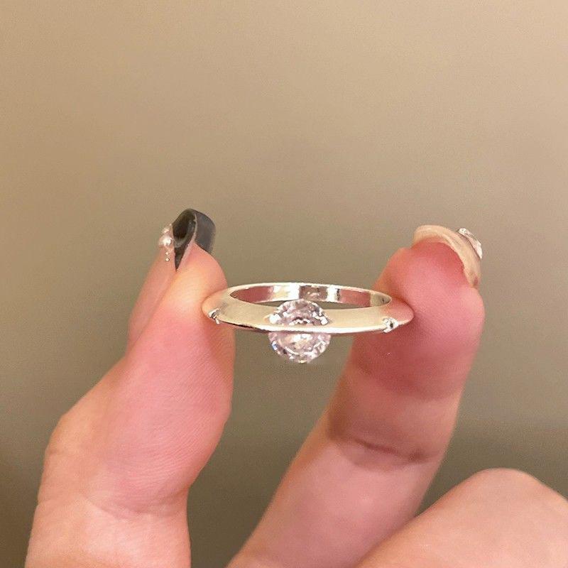 Geometric Rotating Planet Zircon Adjustable Opening Rings for Women Wedding Party Daily High Quality Jewelry