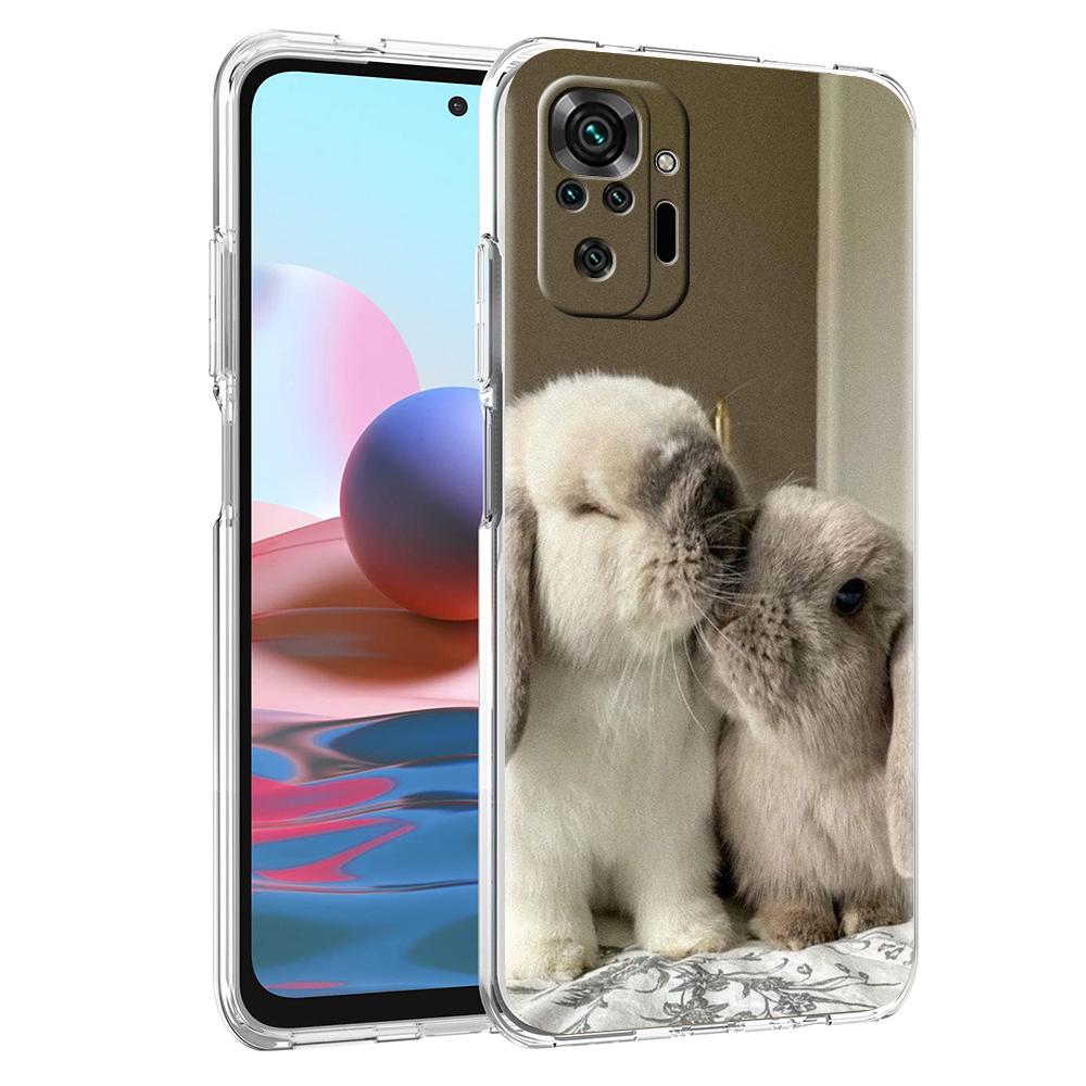 Cute White Baby Rabbits Phone Case For Xiaomi Redmi Note 14 13 12 5G 9S 9 10 11 Pro Plus 4G 9T 14C 13C 12C 10C 9C 9A Clear Cover