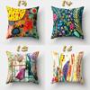 45x45cm Vintage Flower Pillow Case Decor Blue Painting Flower Bird Pillowcase Polyester Cushion Cover for Sofa Car Home