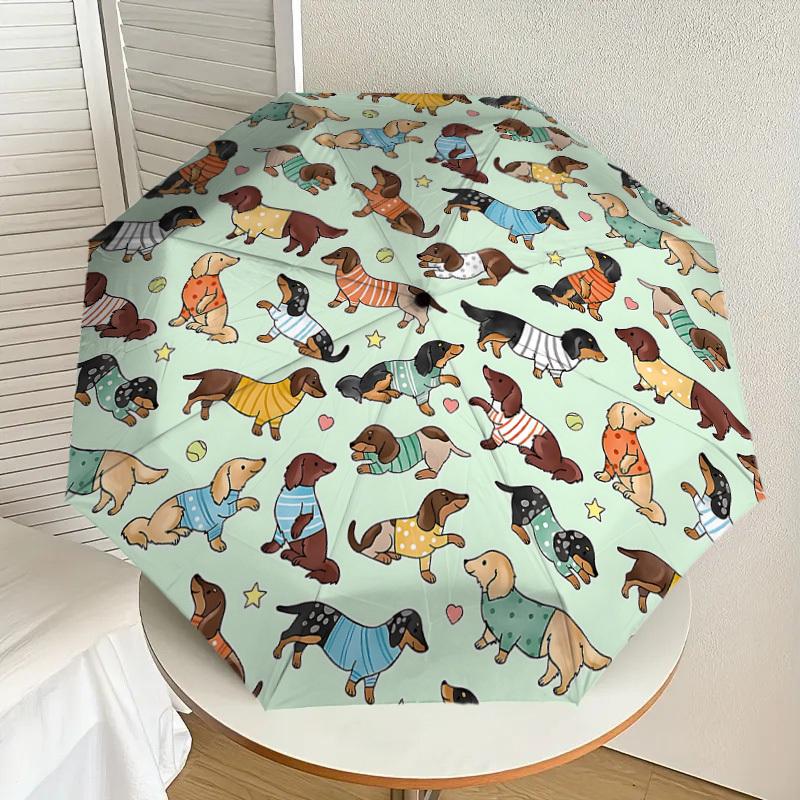 1PC Dachshund Pattern Umbrella-8-Rib Reinforced, Automatic Open, Lightweight & Durable, Cute Fashion Accessory for Outdoor-P70