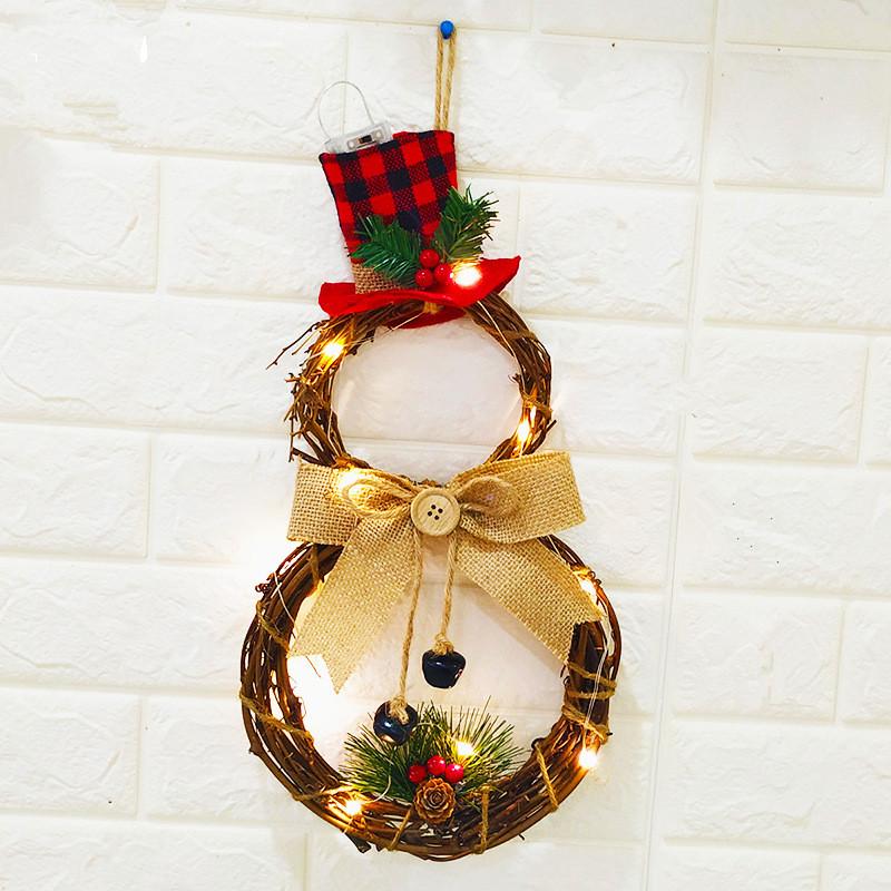 

Home LED Wreath Hanging Pendant Rattan with Light for Christmas Halloween Door Decor Rattan circle