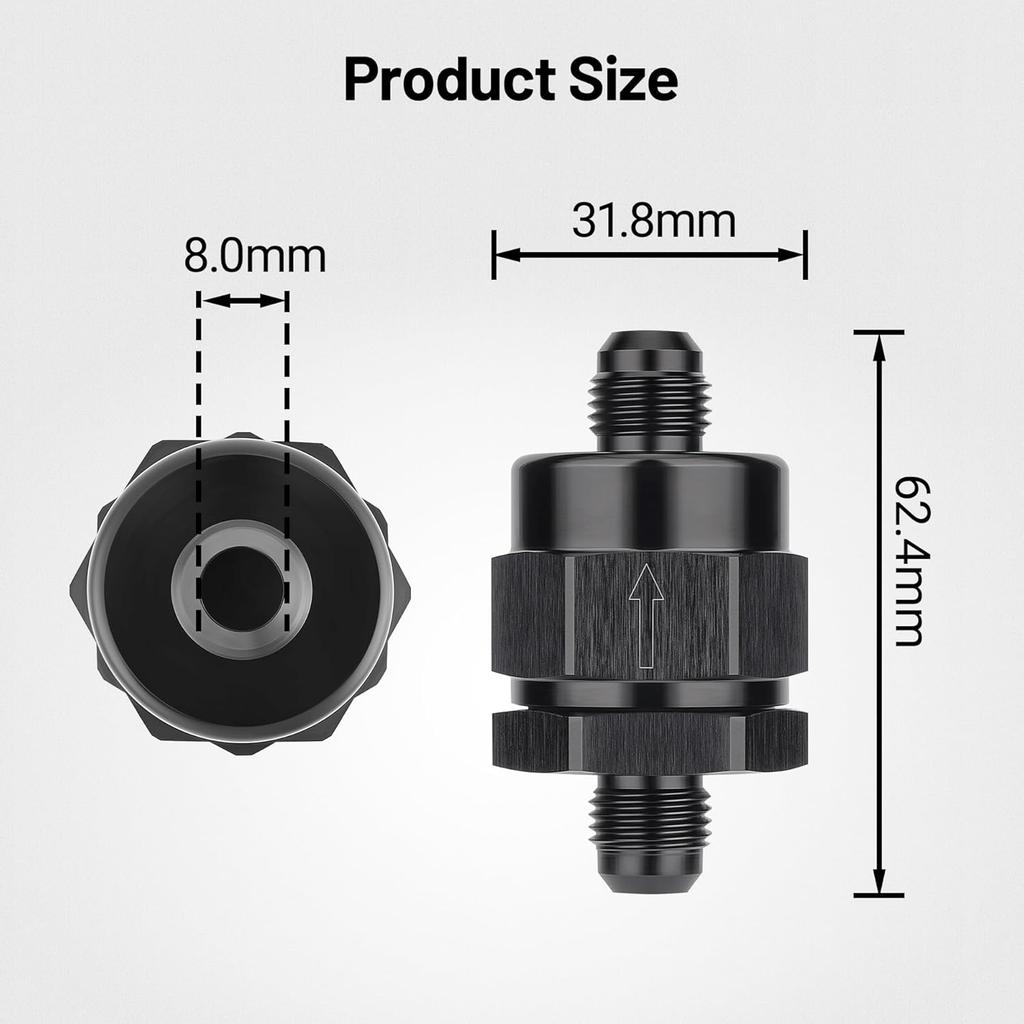 EVIL ENERGY 6AN Male Non Return One Way Inline Check Valve Fitting Aluminum Black