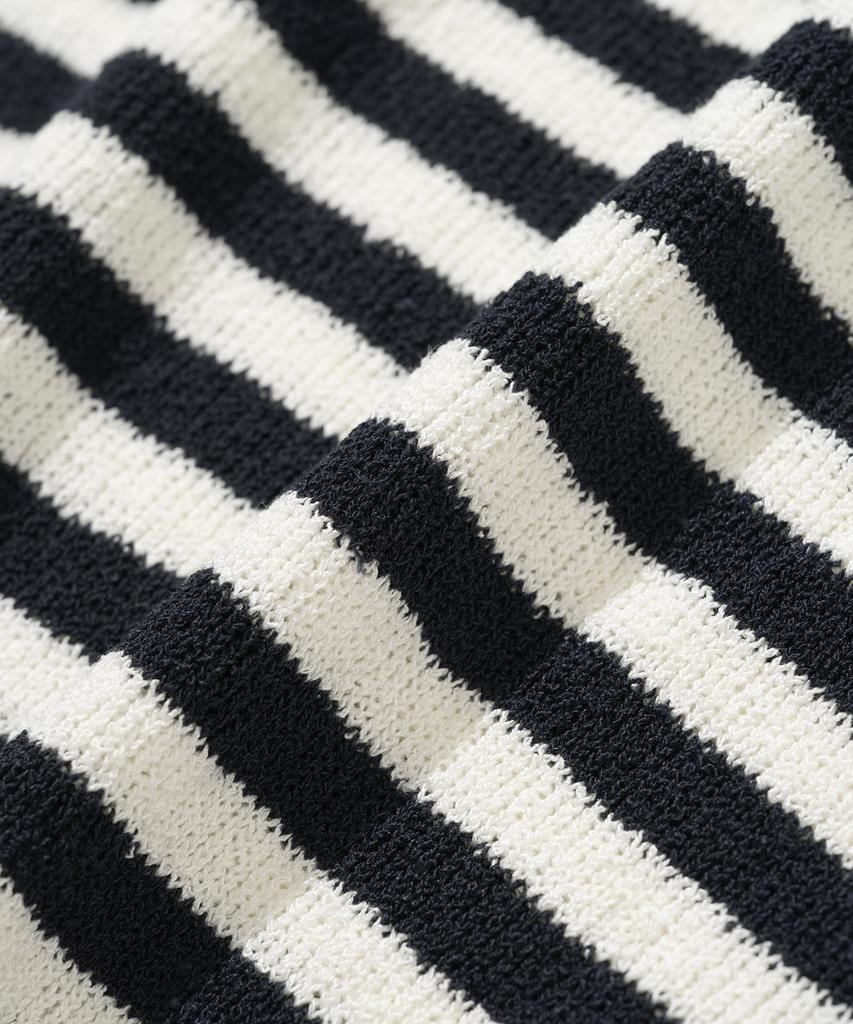 KNITTED Boucle Stripe Round Knit Ivory