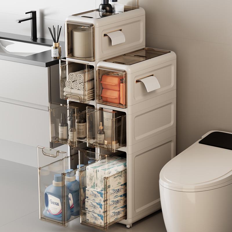 Ultra-Narrow Multi-Layer Crevice Storage Cabinet for Bathroom or Kitchen