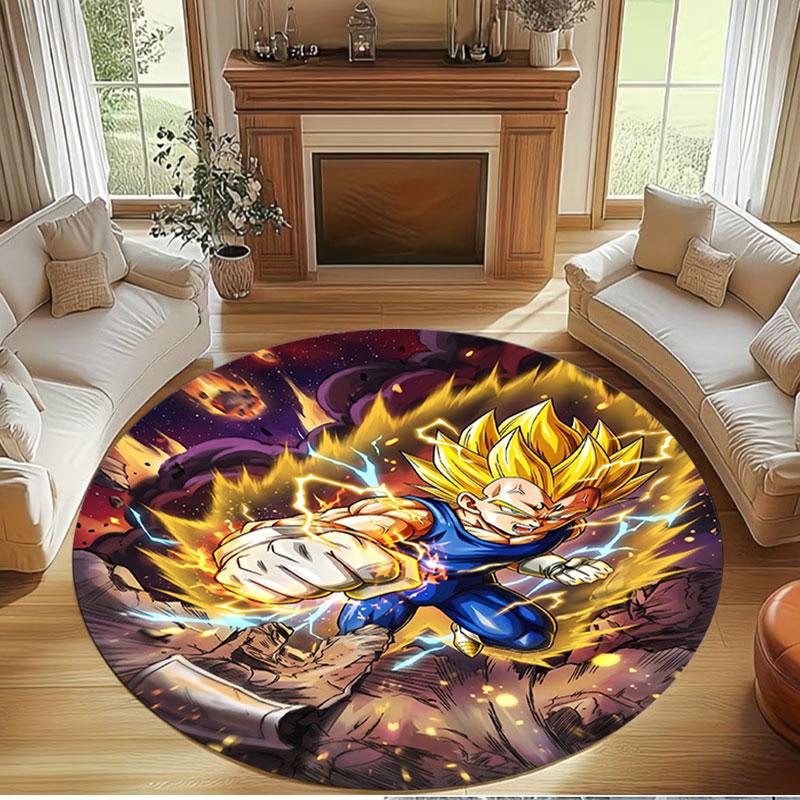 Dragon Ball Print Round Rug, Washable Floor Carpet, For Entryway Dorm Laundry Room Office Study, Home Decor Birthday Christmas Gift