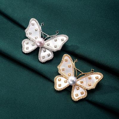 Imitation Fritillary Butterfly Brooch High-End Women'S Fashion Delicate Pearl Brooch Niche High-End Design Pin With Accessories